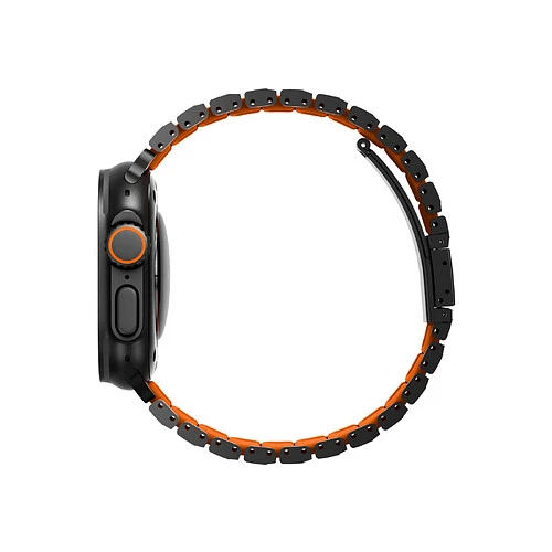 Uniq для Apple Watch 49/46/45/44 mm ремешок Strova Flex Steel Band Black/Volt Orange