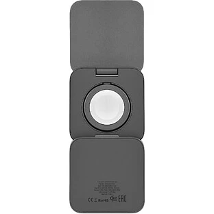 Беспроводное зарядное устройство uBear Balance Slim, 3-в-1, с поддержкой MagSafe, Qi2.2, цвет: серый космос