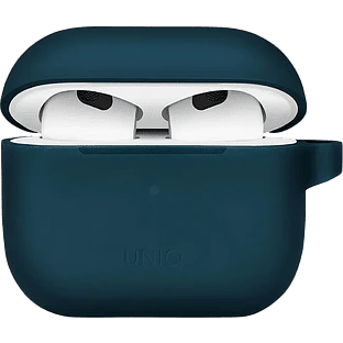 Чехол Uniq для Airpods 3 Vencer Silicone case +carabin and strap Blue