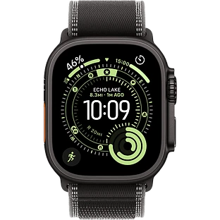 Apple Watch Ultra 3, GPS + Cellular, 49mm, Black Titanium Case with Black/Charcoal Trail Loop - M/L