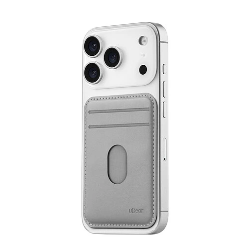 Магнитный кардхолдер uBear Split Find My, эко-кожа, серый