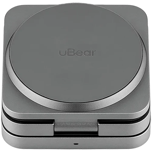 Беспроводное зарядное устройство uBear Balance Ultra, 3-в-1, с поддержкой MagSafe, Qi2, серый космос