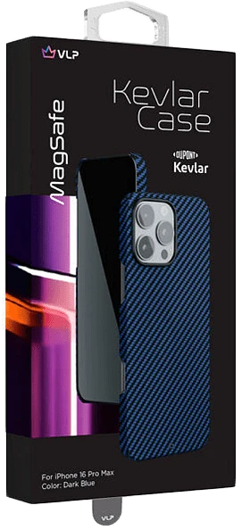 Чехол защитный "vlp" Kevlar Case с MagSafe для iPhone 16 ProMax, темно-синий