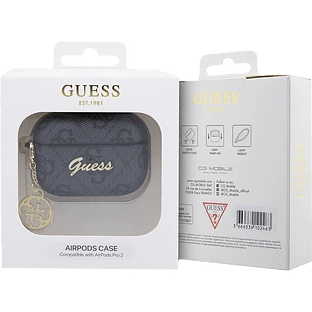 Guess для Airpods Pro 2 чехол PU leather 4G with metal logo and Charm Black