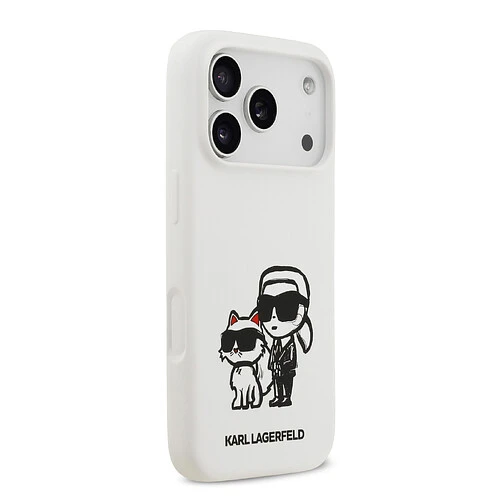Чехол KARL LAGERFELD для iPhone 17 Pro Max Liquid Silicone Sketch Karl & Choupette Hard White (MagSafe)