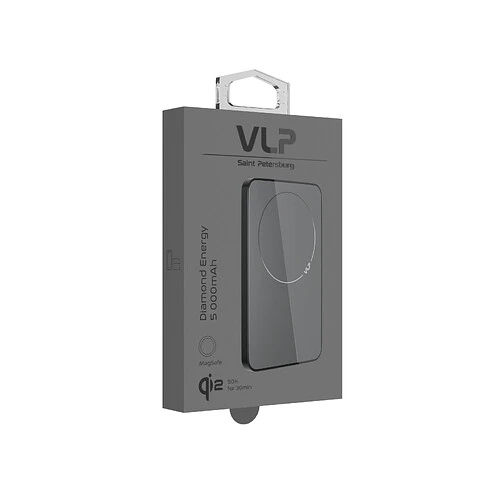 Аккумулятор внешний VLP Diamond Energy MagSafe, Qi2, 5000 mAh, USB-C, черный титан