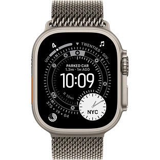 Apple Watch Ultra 3, GPS + Cellular, 49mm, Natural Titanium Case with Natural Titanium Milanese Loop - L