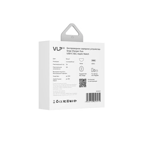 Беспроводное зарядное устройство VLP LITE Power Snap Qi2 2 в 1, Белый