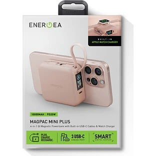 Аккумулятор внешний Energea MagPac MINI Plus, 10000 mAh Magnetic wireless 15W + С 20W +2 C cables and Display Pink