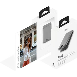 Магнитный кардхолдер uBear Fold, эко-кожа, серый