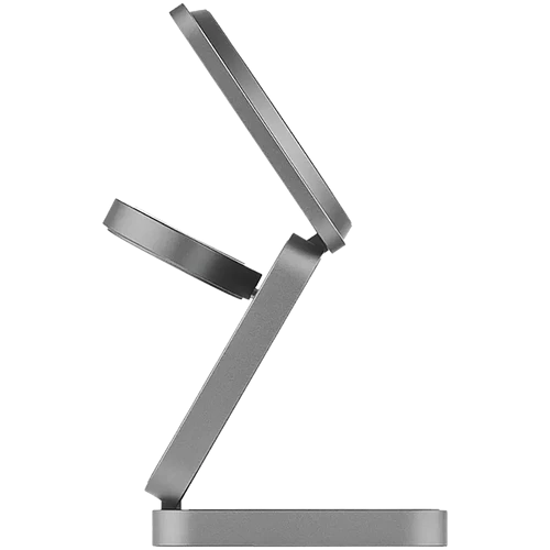 Беспроводное зарядное устройство uBear Balance Ultra, 3-в-1, с поддержкой MagSafe, Qi2, серый космос
