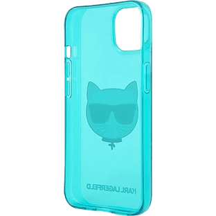 Чехол Lagerfeld для iPhone 13 mini TPU FLUO Choupette Hard Transp Blue