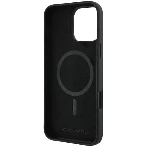 Lagerfeld для iPhone 16 Pro чехол Liquid Silicone NFT Karl & Choupette Hard Black (MagSafe)