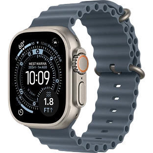 Apple Watch Ultra 3, GPS + Cellular, 49mm, Natural Titanium Case with Anchor Blue Ocean Band - One Size