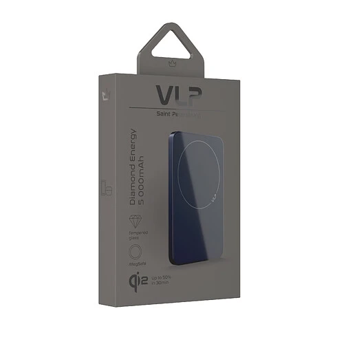 Аккумулятор внешний VLP Diamond Energy MagSafe, Qi2, 5000 mAh, 3A, USB-C, темно-синий