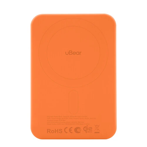 Внешний аккумулятор uBear Strike Power bank 5 000 mAh, PD30W, Qi2.2, оранжевый