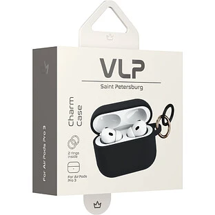 Чехол силиконовый VLP Charm Case для AirPods Pro 3, черный