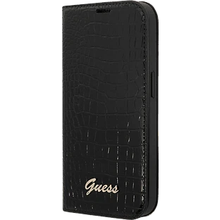 Guess для iPhone 14 Pro чехол PU Croco Metal logo Booktype Black