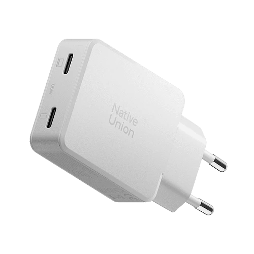 POCKET GAN CHARGER 65W, сетевое зарядное устройство 65W,  разъёмы 2xUSB-C. Цвет: белый
