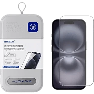 Защитное стекло MOCOLL 2.5D iPhone 16 / 15 / 14 Pro + Установочный комплект