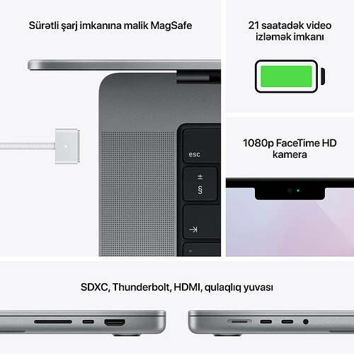 Macbook Pro 16", M1 Pro (10C CPU/16C GPU), 16GB, 512GB, Серый космос