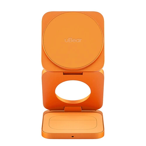 Беспроводное зарядное устройство uBear Balance Slim, 3-в-1, с поддержкой MagSafe, Qi2.2, цвет: космический оранжевый