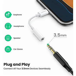 Переходник UGREEN Lightning to 3.5mm, с сертификацией MFI, белый