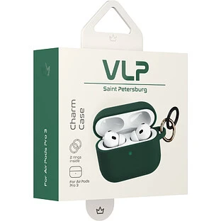 Чехол силиконовый VLP Charm Case для AirPods Pro 3, темно-зеленый