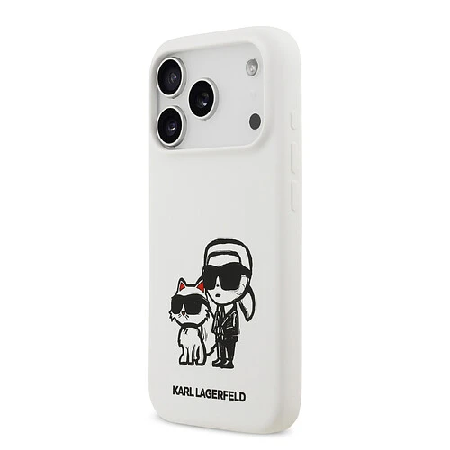 Чехол KARL LAGERFELD для iPhone 17 Pro Max Liquid Silicone Sketch Karl & Choupette Hard White (MagSafe)