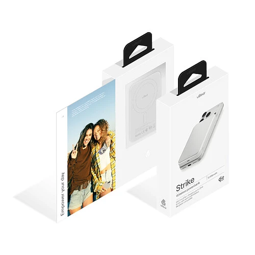 Внешний аккумулятор uBear Strike Power bank 10 000 mAh, PD30W, Qi2.2, белый