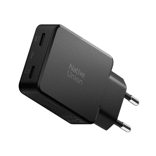 POCKET GAN CHARGER 65W, сетевое зарядное устройство 65W,  разъёмы 2xUSB-C. Цвет: чёрный
