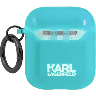 Чехол Lagerfeld для Airpods 1/2 TPU FLUO with ring Choupette Transp Blue