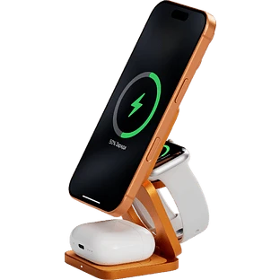 Беспроводное зарядное устройство uBear Balance Slim, 3-в-1, с поддержкой MagSafe, Qi2.2, цвет: космический оранжевый