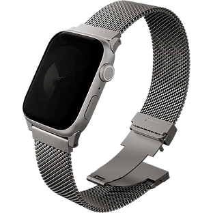 Uniq для Apple Watch 49/46/45/44 mm ремешок Dante PRO Strap Mesh Steel Titanium Silver