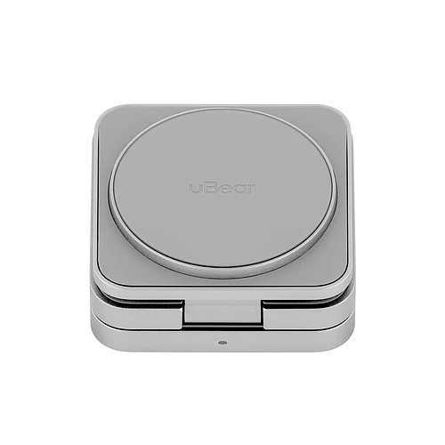 Беспроводное зарядное устройство uBear Balance Ultra, 3-в-1, с поддержкой MagSafe, Qi2, серебристый