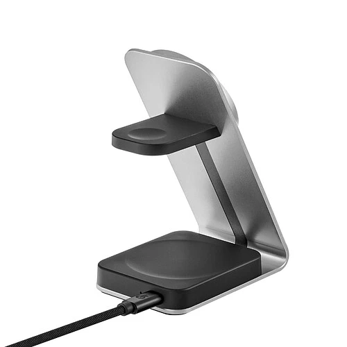 Беспроводное зарядное устройство uBear Level Ultra, 25Вт, с поддержкой MagSafe, Qi2, серебристый