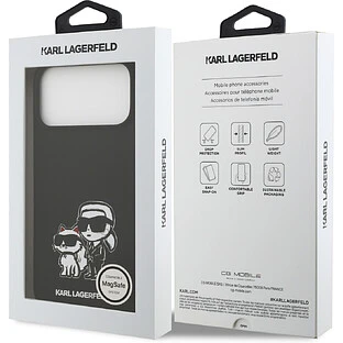 Чехол KARL LAGERFELD для iPhone 17 Pro Liquid Silicone Sketch Karl & Choupette Hard Black (MagSafe)