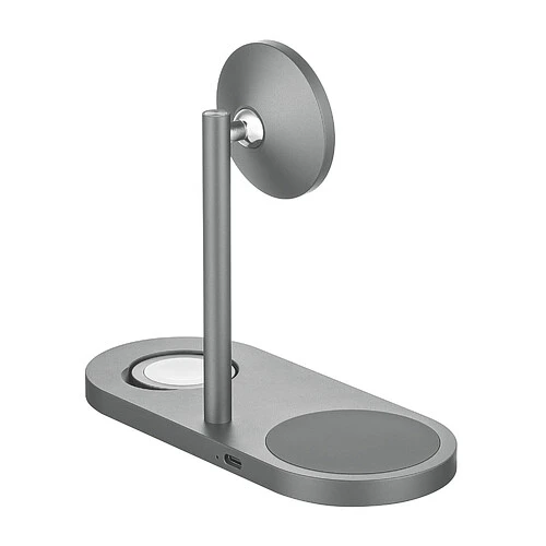 Беспроводное зарядное устройство uBear Stage Ultra, 3-в-1, с поддержкой MagSafe, Qi2.2 (35W), серый космос