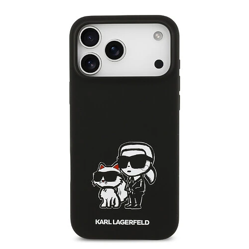 Чехол KARL LAGERFELD для iPhone 17 Pro Max Liquid Silicone Sketch Karl & Choupette Hard Black (MagSafe)