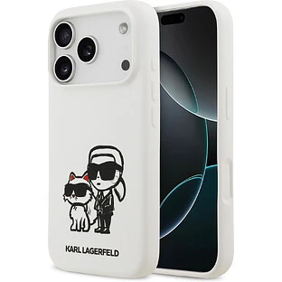 Чехол KARL LAGERFELD для iPhone 17 Pro Max Liquid Silicone Sketch Karl & Choupette Hard White (MagSafe)