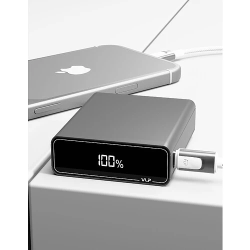 Аккумулятор внешний VLP B-Energy 10000mAh 30W, USB-C+USB-A, Стальной серый