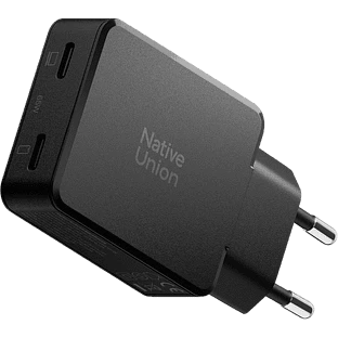 POCKET GAN CHARGER 65W, сетевое зарядное устройство 65W,  разъёмы 2xUSB-C. Цвет: чёрный