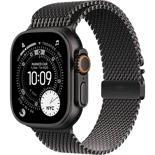 Apple Watch Ultra 3, GPS + Cellular, 49mm, Black Titanium Case with Black Titanium Milanese Loop - M