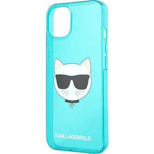 Чехол Lagerfeld для iPhone 13 mini TPU FLUO Choupette Hard Transp Blue