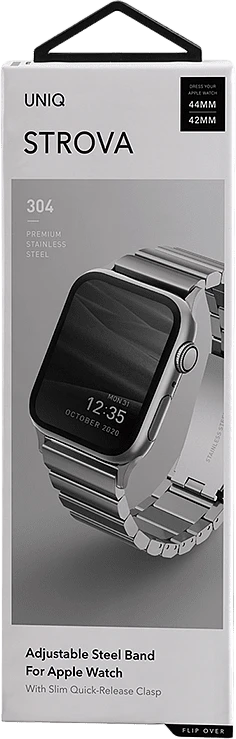 Ремешок Uniq для Apple Watch 49/46/45/44 mm Strova Strap Link Steel Silver
