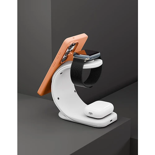 Беспроводное зарядное устройство VLP Powerstand 3 in 1 Qi2 для Apple, белое