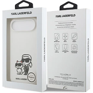 Чехол KARL LAGERFELD для iPhone Air Liquid Silicone Sketch Karl & Choupette Hard White (MagSafe)