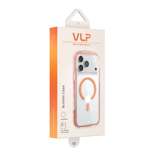 Чехол защитный VLP Bubble Case с MagSafe для iPhone 17 Pro Max, оранжевый