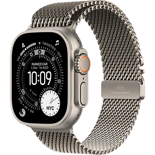 Apple Watch Ultra 3, GPS + Cellular, 49mm, Natural Titanium Case with Natural Titanium Milanese Loop - L