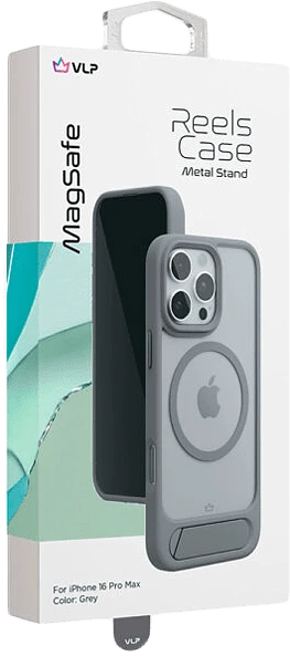 Чехол защитный VLP Reels Case с MagSafe для iPhone 16 Pro Max, серый